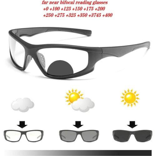Outdoor Transition Photochromic Multifocal Bifocal Reading Glasses Men Sport Sunglasses Magnification for Women Men PresbyopicNX