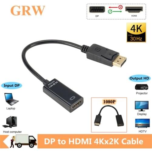 Grwibeou 4K 1080P DP To HDMI-Compatible Male To Female DisplayPort Cable For PC TV Mini Projector Television Monitor Projetor