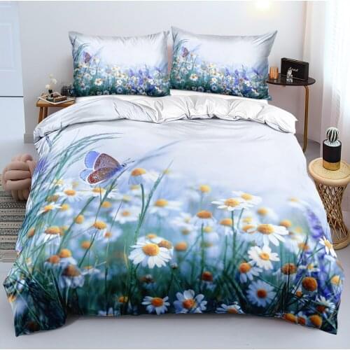3D Design Flowers Duvet Cover Sets Bed Linens Bedding Set Quilt/Comforter Covers Pillowcases 265x230 Size White Home Texitle