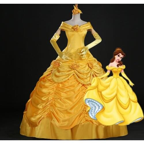 High quality Beauty and Beast Belle Dress Adult Princess Belle Cosplay Costume Fancy Princess Belle Costume