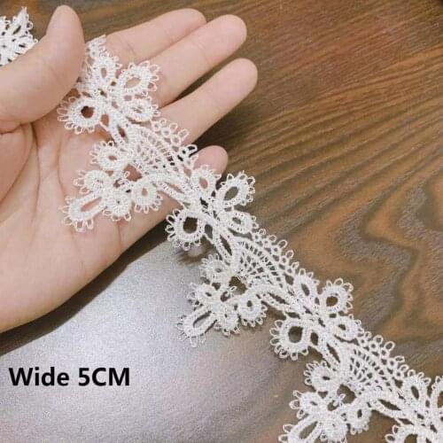 5CM Wide White Black Cotton Lace Fabric Embroidery Fringe Ribbon Dress Apparel Neckline Collar Sewign Trimming Garment DIY Decor
