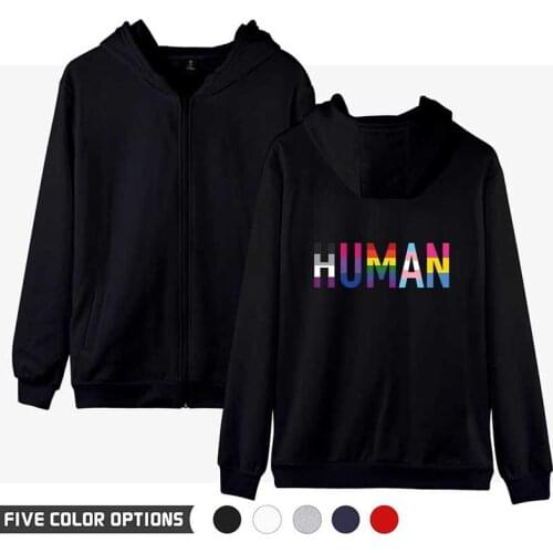 Human Love Wins LGBT Rainbow Lesbians Gays Fashion Men Women Zipper Long Sleeve Pocket Harajuku Hoodies Jackets Sweatshirts Tops