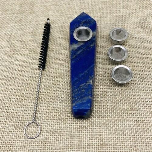 Natural lapis lazuli Quartz Crystal Wand Smoking Pipes Stone Tobacco Healing+3+ 1pc
