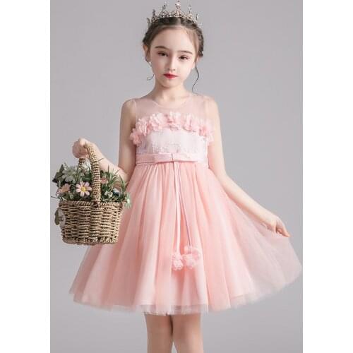 2020 New Girls Summer Princess Dress Petal Flowers Embroidered Tutu Dresses Kids Girl Fashion Birthday Party Vestidos Clothes