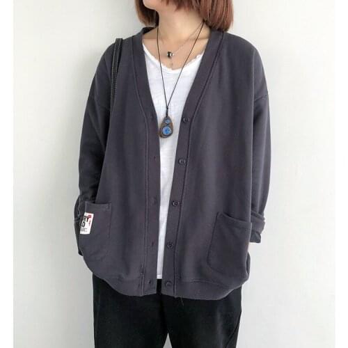 Solid Color Single-Breasted Jacket Outwear Long Sleeve Spring Sweatshirt New V Neck Pocket Casual Hoodie Casual Moletom Feminino