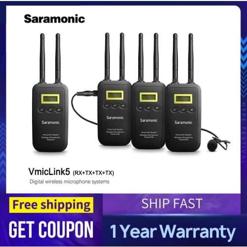 Original Saramonic 5.8GHz Wireless Lavalier Microphone System VmicLink5 Transmitters Receiver for Canon Nikon DSLR Camera