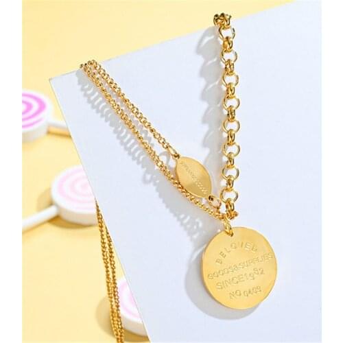 Necklace Temperament Simple and Non-fading Ladies Necklace 316L Stainless Steel True Love Letter Round Brand Titanium Steel