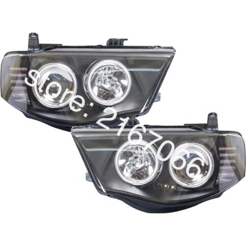 Headlights Pair for Mitsubishi L200, TRITON 2005 2006 2007 2008 2009 2010 2011 2012 2013 2014 Tuning Black
