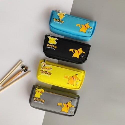Pokemon cartoon pencil bag anime Pikachu large capacity cute stationery box middle school student stationery bag storage toy