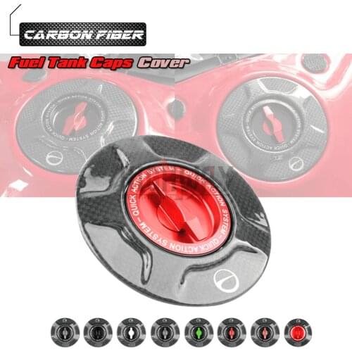 For Ducati 899 959 1199 Panigale Flat Weave Carbon Fiber Motorcycle Accessories Quick Release Key Fuel Tank Gas Oil Cap Cover