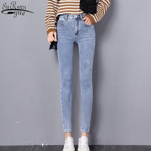 Casual Velvet Jeans Women 2021 Winter Warm High Waist Lady Trousers Female Pantalon Denim jeans for Women Pants Plus size 11371