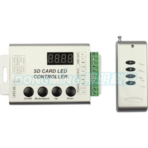 Free Shipping remote with SD card led controller aluminum shell for LPD8806, dmx led controller with high quality