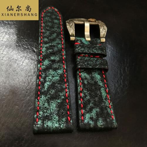 Luxury Retro Emu Skin Strap Handmade Genuine Leather Belt 20MM 22MM 24MM Custom Universal Watchbands Art Pin Buckle Watch Band
