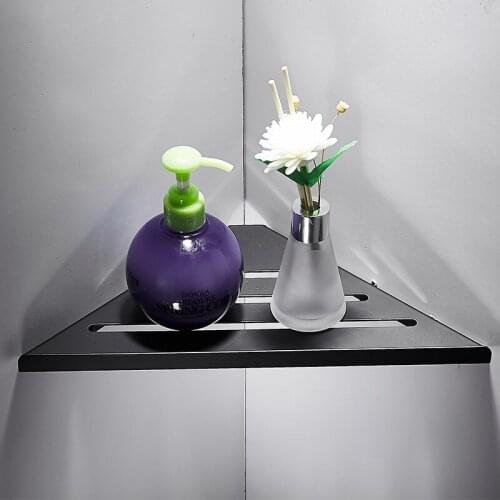 Stainless Steel Bathroom Storage shelves Toilet Corner Storage Rack Shampoo Soap Storage Rack Wall Mounted Black