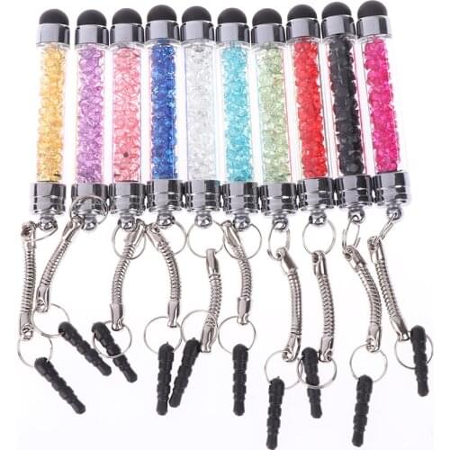 Tablet Stylus Pen Touch Screen Touchscreen Mini Diamonds 3.5mm Earphone Port Dust Plug Mobile Phone Touch Pen For IPad PC Latop
