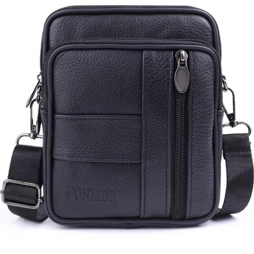 FONMOR Genuine Leather Men Messenger Bag Vintage Men Waist Bag Shoulder Bags High Quality Male Crossbody Bags Phone Men Bags