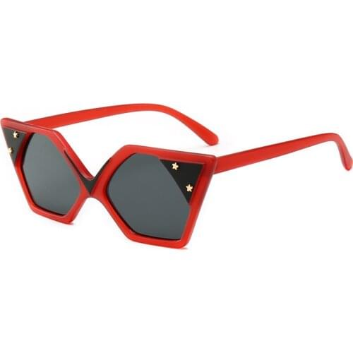 Unique Polygon Custom Five Point Star Shaped Retro Eyewear Cat Eye Sunglasses Women