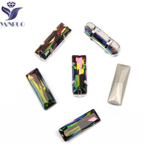 YANRUO 4547 Princess Baguette VM Sewn On Applique Rhinestones Glass Crystals Pointback Stones Clothes Dresses Sewing Shoes