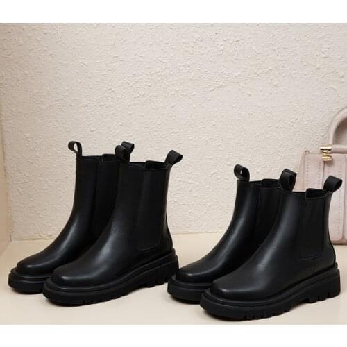 EGTPINAOP Autumn Womens Ankle Martin Boots For Women Fashion Korean Version Rubber Outsole Commute Black Smoke Pipe Boots