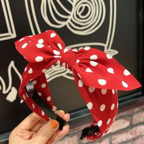 2020 Fashion Trend Womens Wide Headband Bow Knot Cross Sweet korean Style Polka Dot Hairband Cute Hair Hoop Headwear Headdress