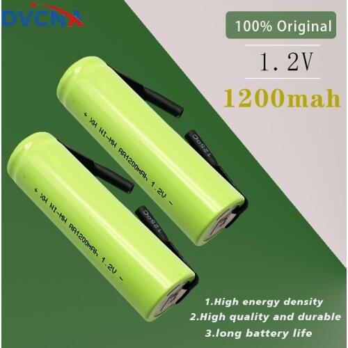 100% Original 1.2V AA battery 1.2V Rechargeable Battery, 1200mah, AA NiMH, with Solder Pins, DIY Electric Toothbrush Shaver