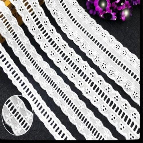 2.5cm cotton embroidered staircase lattice lace cotton thread hollow wavy lace barcode