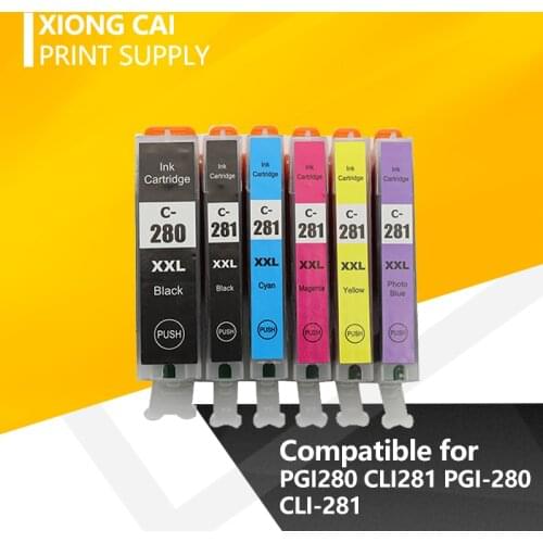6pcs Compatible Ink Cartridge PGI280 CLI281 PGI-280 CLI-281 For Canon PIXMA TR7520 TR8520 TS6120 TS8120 TS9120 inkjet printer