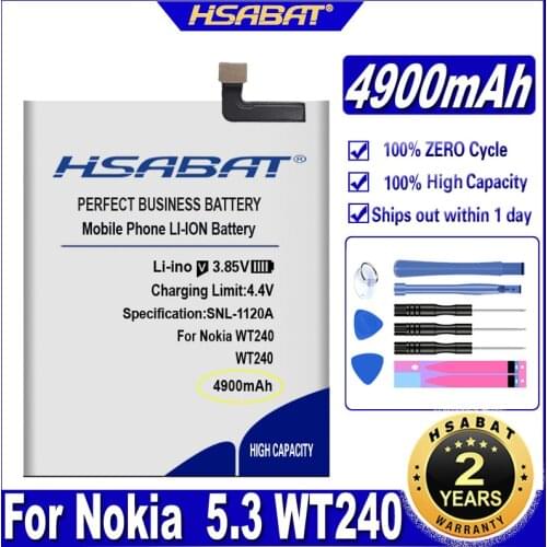 HSABAT WT240 4900mAh Top Capacity Battery For Original Nokia 5.3 WT240 Batteries