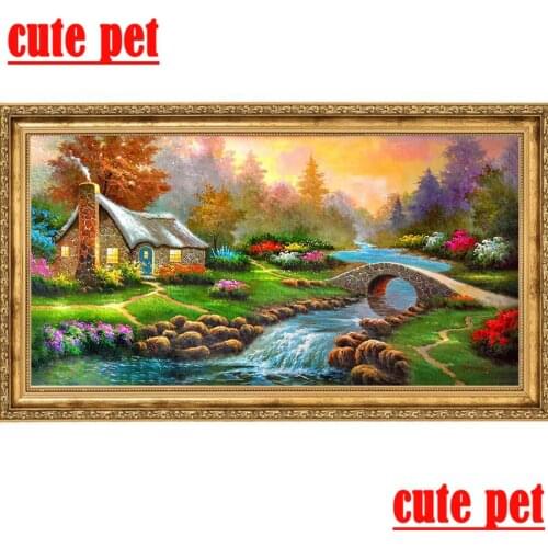 Diamond Mosaic Diamond Painting CrossStitch Spring scenery3d wallpaper Large DIY Diamond Embroidery Round Rhinestones Decoration