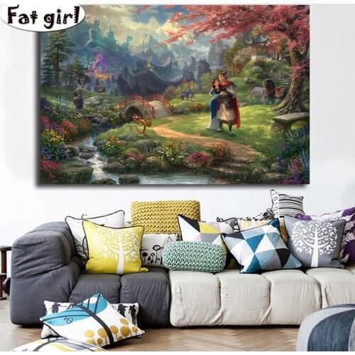 Diamond Embroidery sale Mulan joins the army Rhinestone picture Mosaic Full 5D Diamond Painting tree lake landscape cross stitch
