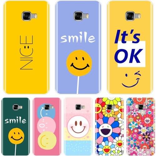 Phone Case For Samsung Galaxy C5 C7 C9 Pro Yellow Blue Green Smile Flower Silicone Soft Back Cover For Samsung Galaxy C5 C7 C8