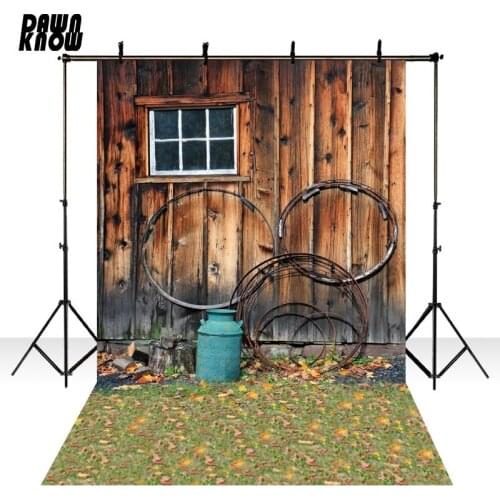 DAWNKNOW Wood Wall Photography Background Photocall Grass Photo Shoot Wedding Backdrops Children Photo Studio lv1759