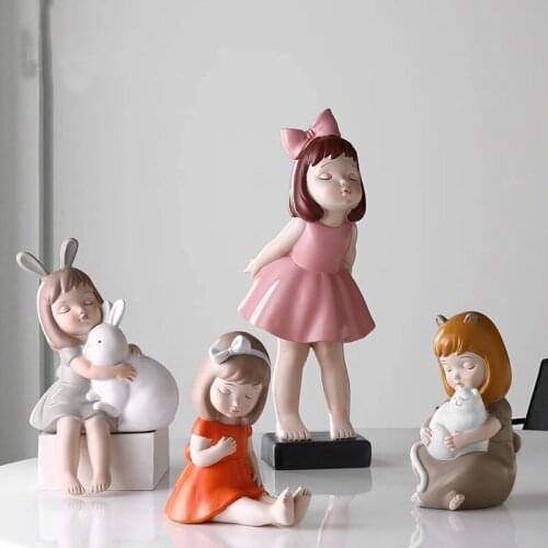 Home Creative Girl Resin Decoration Figurines Toys Indoor Home Living Room Decoration Room Decoration Gifts for Girlfriend