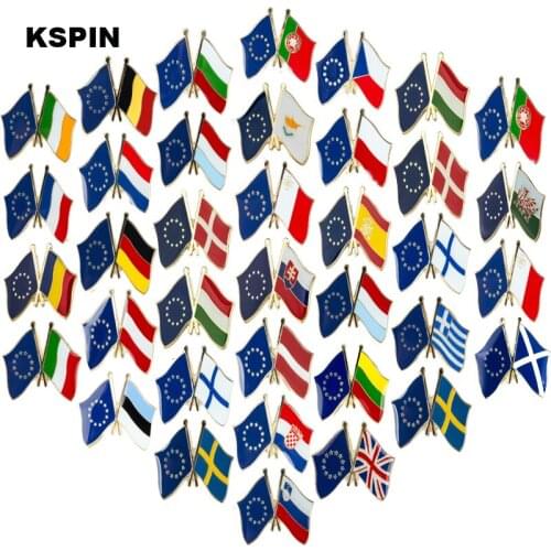 European Union Friendship Flag Pins Country Flag Badge Flag Brooch National Flag Lapel Pin International Travel Pins Collections