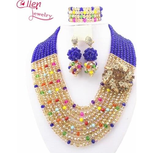 African Beads Jewelry Set Crystal Beads style Necklace Set women nigerian wedding bridal necklace jewelry set W6008