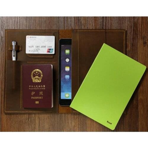 A5 Moleskine Agenda notebook leather cover portfolio / distressed leather iPad mini cover / travel leather cover organizer