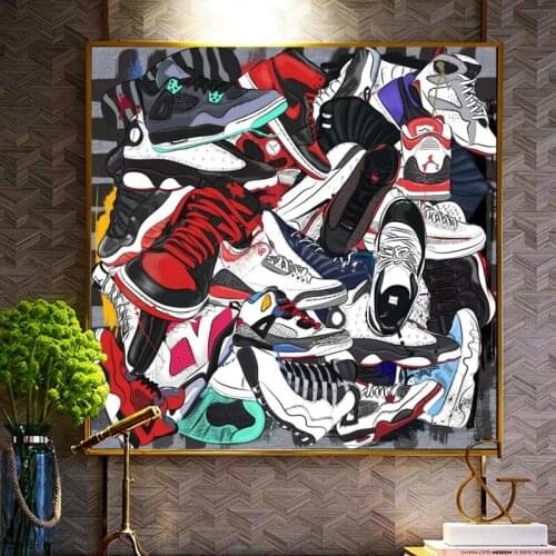 Sneakers Fashion Shoes Watercolor Modern Wall Decoration Art Painting Posters and Prints Modern Sports Fitness Shoes