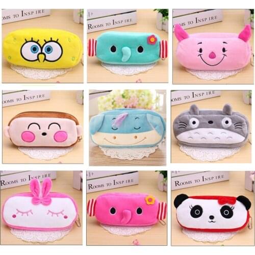 Cute Plush Purse Cartoon Animal School Students Bag Kawaii Kids Plush Pen Bag Box Stationery Bag For Children Girls Boys Baby