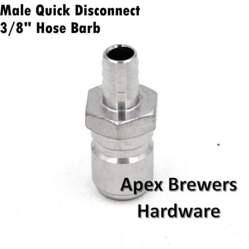 Male Quick Disconnec-3/8"Hose Barb, Ball Lock Style, Homebrew Brewer Hardware, Wholesale and Retail