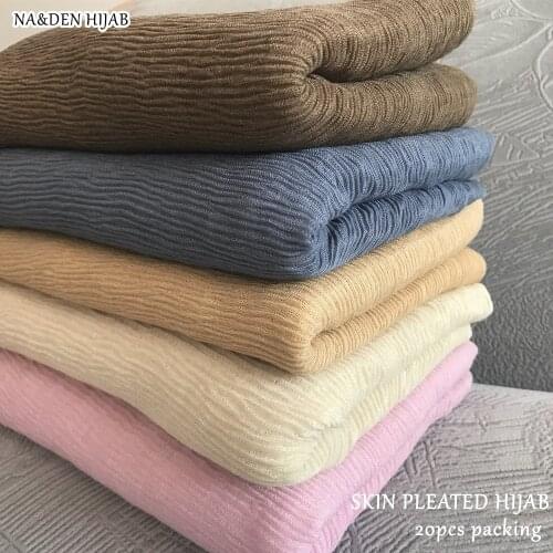 20pcs NEW fashion pleated hijab scarf plain crinkle shawl muslim hijabs women plain maxi scarves shawls islamic scarfs 18 color