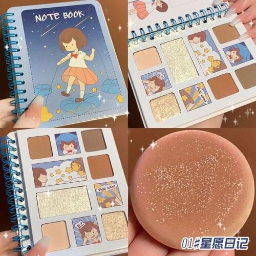 Cute Comics Six-color Eyeshadow Palette Girl Diary Eyeshadow 6-color Matte Eye Palette Eye Makeup Palette Cosmetics