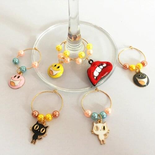 Wine charms New Fashion Design 6PCS Wine Glass Charms Rings Marker Christmas Party Bar Table Decorations Christmas Gift