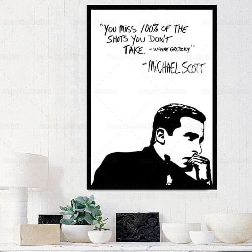 The Office Poster You Miss 100% of The Shots You Don't Take Michael Scott Canvas Painting Wall Art Decor for Living Room
