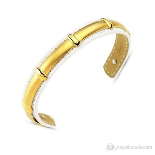 Lochers Gold Plated Leather Steel Bracelet