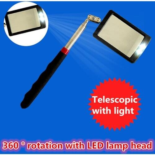 Adjustable Vehicle Bottom LED Telescopic Inspection Mirror Amplification Detection Mirror LED Emergency Lamp Outdoor Lights
