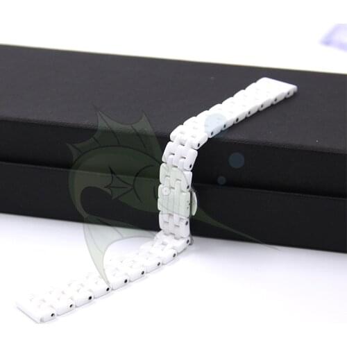 White Ceramic Women Watch Strap Butterfly Buckle 14mm Ceramic Watch Strap Replacement Watchband for Armani AR1485