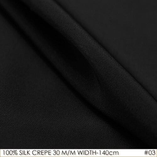 SILK CREPE DE CHINE 140cm width 30momme 100% Pure Silk Heavy Silk Fabric For Wedding Dress Natural Black #03