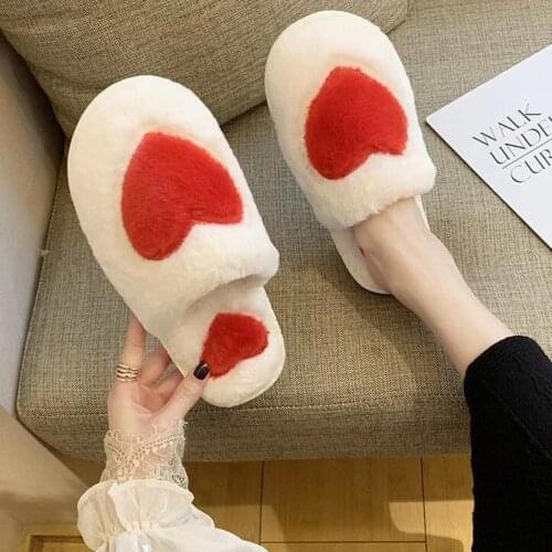 BJYL Women Home Slippers Winter Warm Shoes Woman Slip on Flats Slides Female Faux Fur Slippers Women Shoes Closed Toe B528