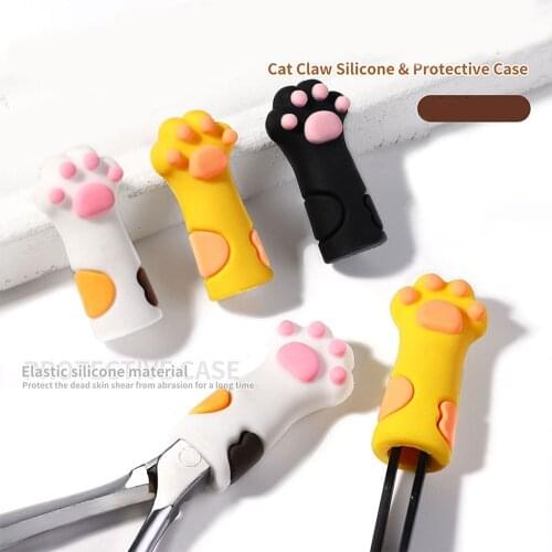1 Pcs Silicone Cat Paw Nipper Cover Protective Sleeve for Nail Cuticle Scissors Manicure Pedicure Tools Dead Skin Tweezers Cap