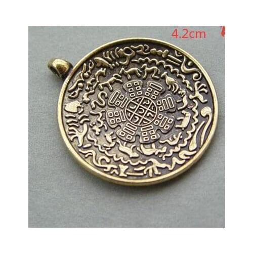 Tibet Buddhism Bronze Copper Lucky 12 Zodiac Year Pendant Amulet Statue